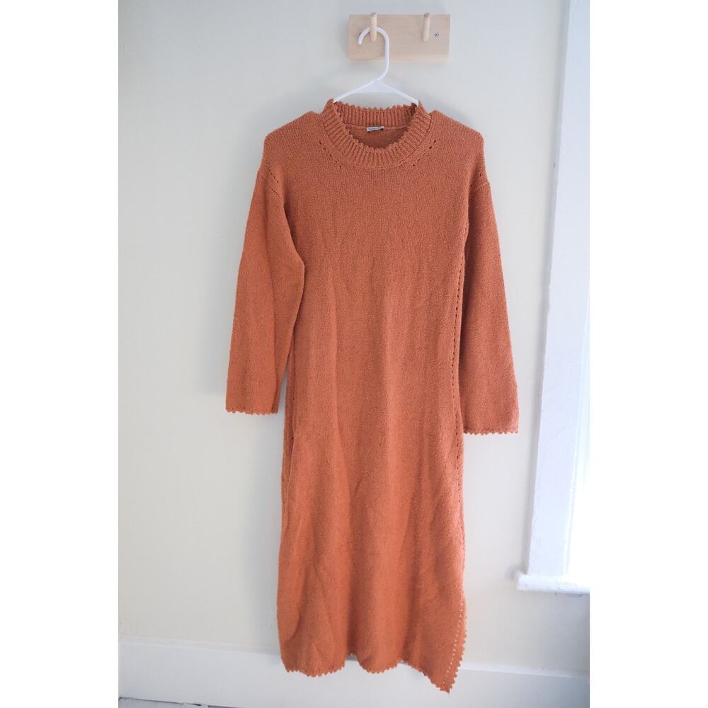 Rachel Comey Womens Knit Dress XS Terracotta 100 Cotton Long Sleeve Midi Side